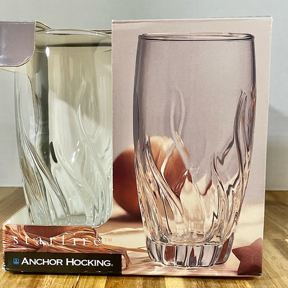 Anchor Hocking Starfire 17oz Iced Tea Drinking Glasses 1996 Star Shaped Base VTG - Picture 8 of 12